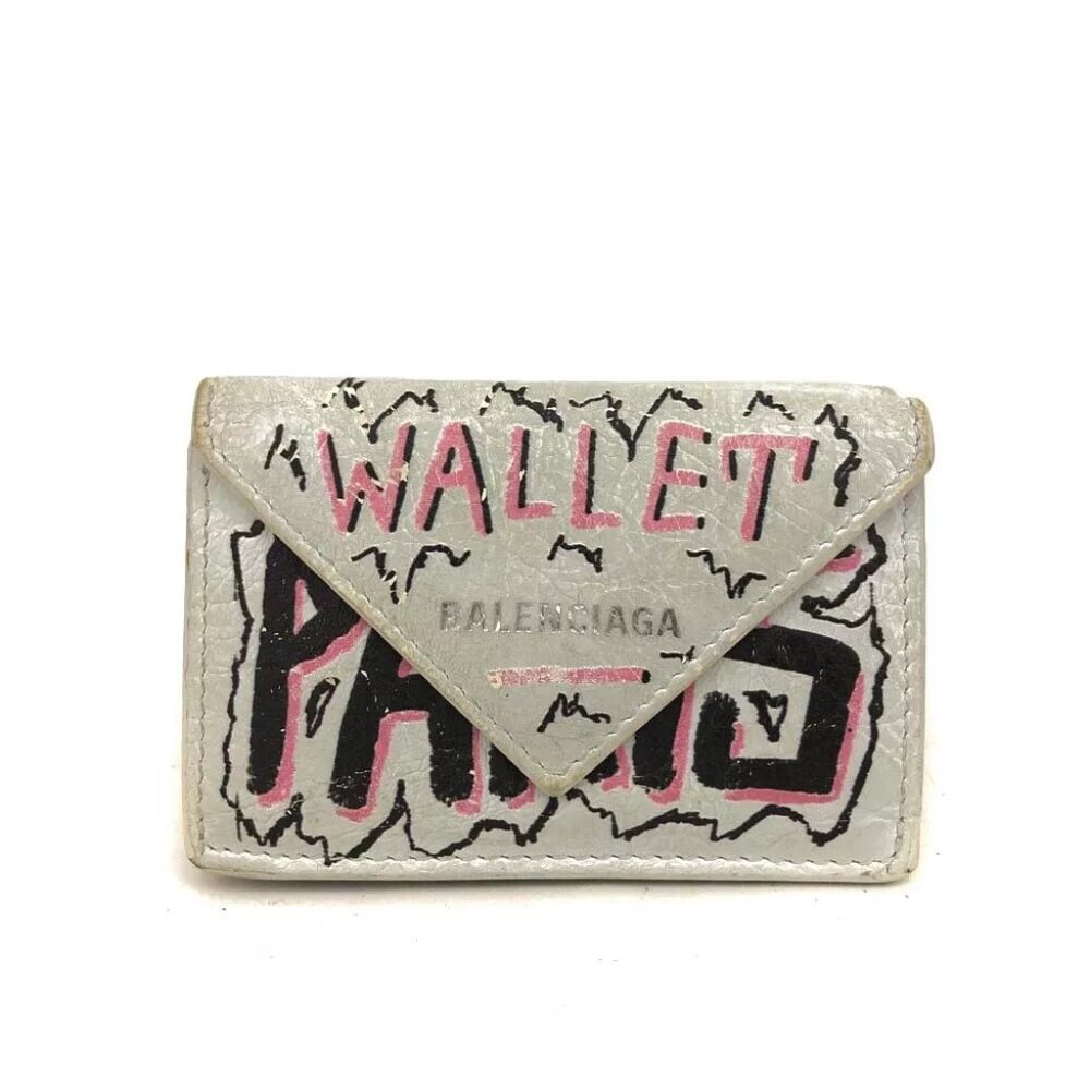 Balenciaga White Pink Black Graffiti Wallet